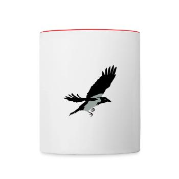 Krähe - Tasse zweifarbig - Weiß/Rot - Vorne