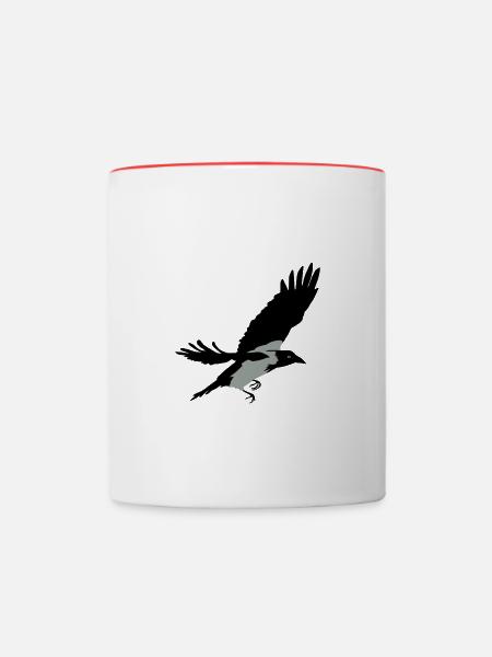 Krähe - Tasse zweifarbig - Weiß/Rot