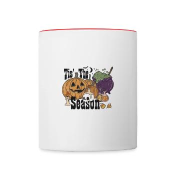 Kürbis, Halloween, Herbst Saison Season - Tasse zweifarbig - Weiß/Rot - Vorne