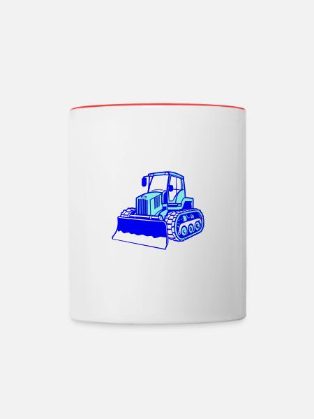 Pistenraupentraktor - Tasse zweifarbig - Weiß/Rot