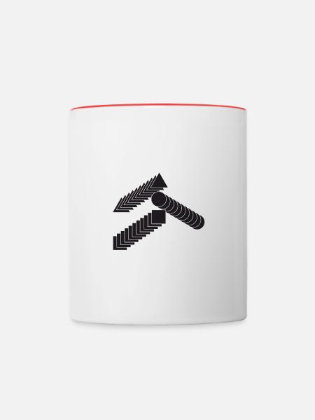 Design geometrischer Formen - Tasse zweifarbig - Weiß/Rot