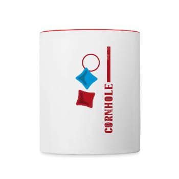 Cornhole Board - Tasse zweifarbig - Weiß/Rot - Vorne