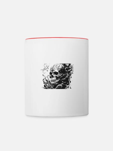 Gothic Totenkopf - Tasse zweifarbig - Weiß/Rot