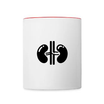 Néphrologie - Symbole Reins - Dialyse - Mug contrasté - blanc/rouge - Devant