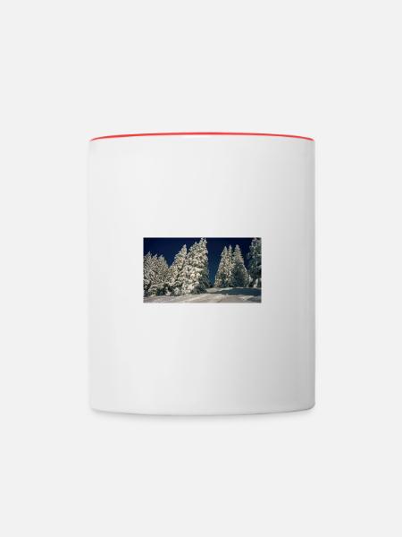 Winter in den Bergen - Tasse zweifarbig - Weiß/Rot