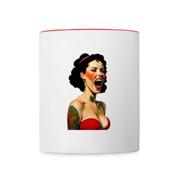Der Schrei #4 - Tasse zweifarbig - Weiß/Rot - Vorne