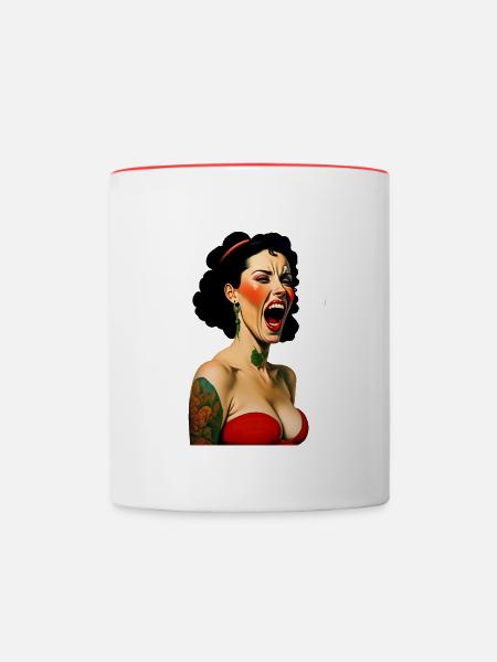 Der Schrei #4 - Tasse zweifarbig - Weiß/Rot