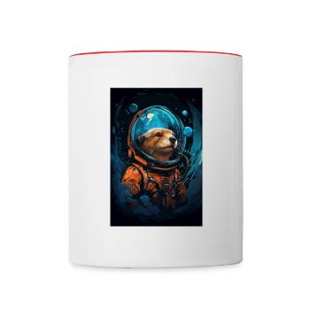 Otter in a spacesuit - Vector Illustration style - Contrasting Mug - white/red - Front