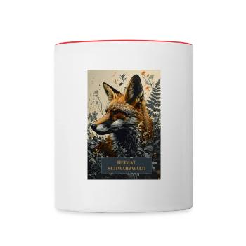 Vintage Fuchs im Schwarzwald - Tasse zweifarbig - Weiß/Rot - Vorne