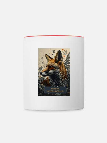 Vintage Fuchs im Schwarzwald - Tasse zweifarbig - Weiß/Rot