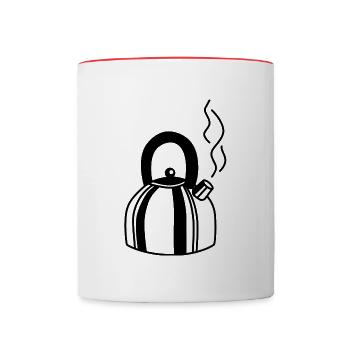 Design Classic Tea Kettle Drawing - Contrasting Mug - white/red - Front