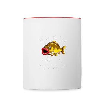 Ich mag dicke Lippen – Fischkuss garantiert - Tasse zweifarbig - Weiß/Rot - Vorne
