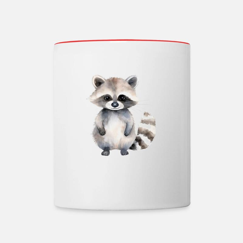 Waschbär Lena - Tasse zweifarbig - Weiß/Rot