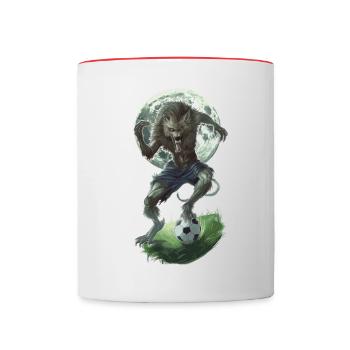Fußball Werewolf Soccer Player - Contrasting Mug - white/red - Front