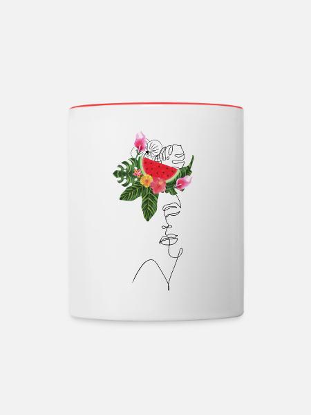 Lady Lineart Wassermelone - Tasse zweifarbig - Weiß/Rot