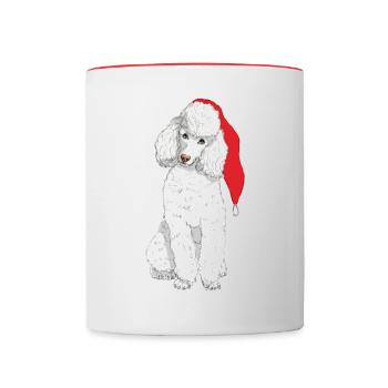 Pudel Spielzeug W - Weihnachten - Tasse zweifarbig - Weiß/Rot - Vorne