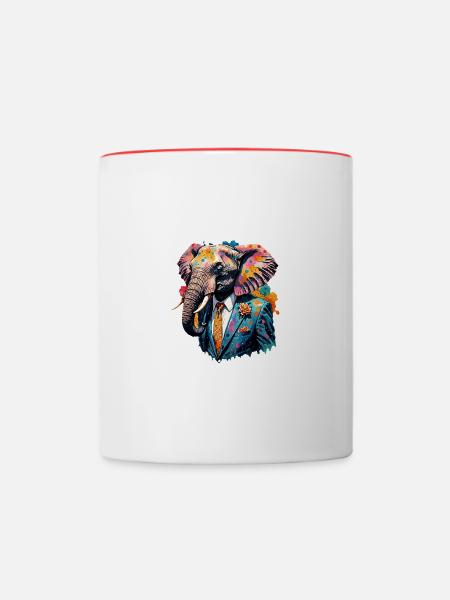 Elefant im Anzug - Tasse zweifarbig - Weiß/Rot