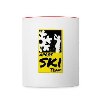 Équipe d’après-ski noir jaune - Mug contrasté - blanc/rouge - Devant