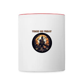 Halloween Spooky House Trick or treat - Contrasting Mug - white/red - Front