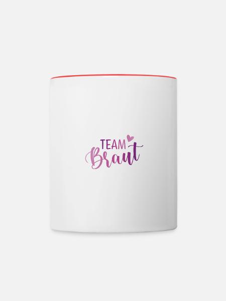 Team Braut - Tasse zweifarbig - Weiß/Rot