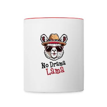 No Drama Lama - Tasse zweifarbig - Weiß/Rot - Vorne