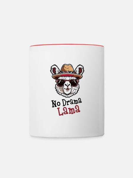 No Drama Lama - Tasse zweifarbig - Weiß/Rot