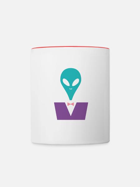 Ein Alien möchte Ausgehen - Tasse zweifarbig - Weiß/Rot