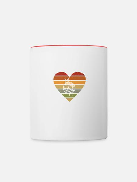 Retro-kunst Des Garns, Gehäkelter - Tasse zweifarbig - Weiß/Rot