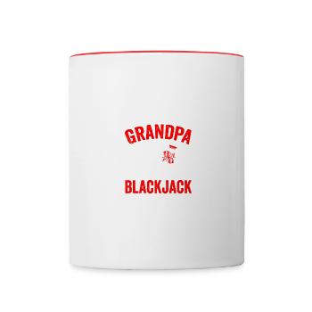 Grand-père aime le jeu de cartes de casino Blackjack - Mug contrasté - blanc/rouge - Devant
