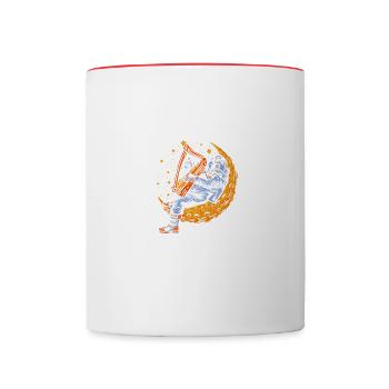 Un astronaute joue de la musique pour harpe - Mug contrasté - blanc/rouge - Devant