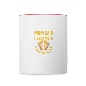 Est devenu un musicien amateur de musique harpiste - Mug contrasté - blanc/rouge - Devant