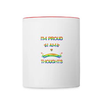 Fier de qui je suis Conscience gay LGBTQ - Mug contrasté - blanc/rouge - Devant