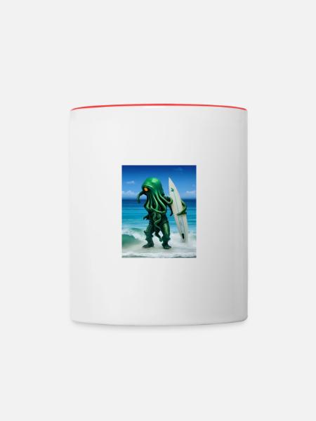 Surfing Octopus - Tasse zweifarbig - Weiß/Rot