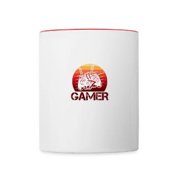 Vintage Gamer Gaming Lover Video Games Player - Contrasting Mug - white/red - Front