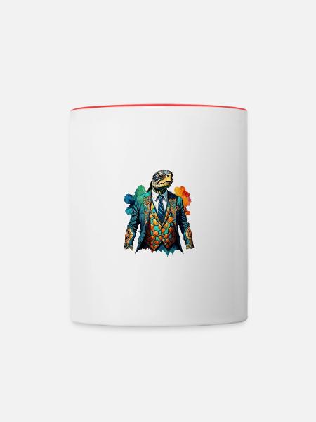 Schildkröte im Anzug - Tasse zweifarbig - Weiß/Rot