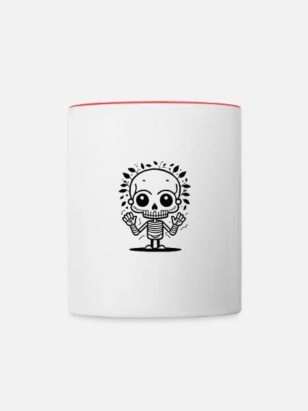 Skelett - Tasse zweifarbig - Weiß/Rot