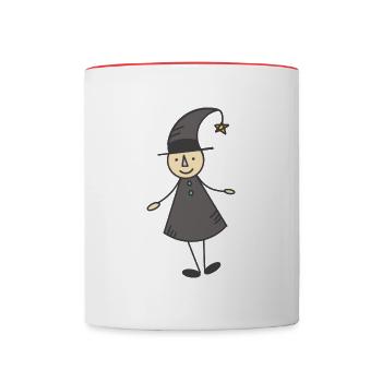 Stylized little witch - Contrasting Mug - white/red - Front