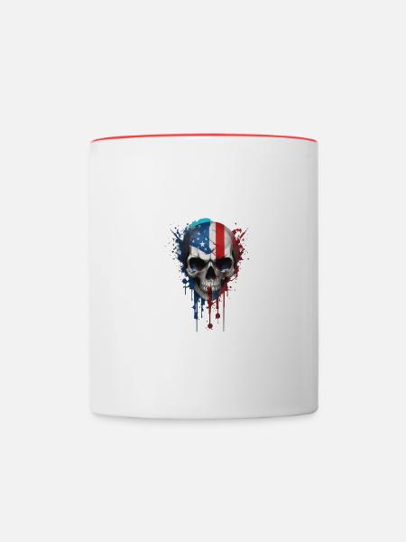 USA skull - Tasse zweifarbig - Weiß/Rot