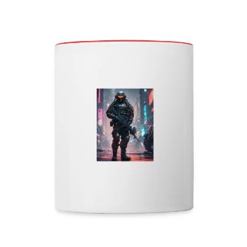 Chemise d’agent de science-fiction - Mug contrasté - blanc/rouge - Devant