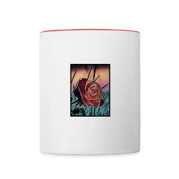 Rose comme l’art sur un T-shirt - Mug contrasté - blanc/rouge - Devant