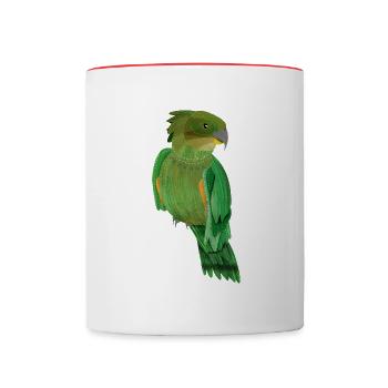 Kea Bemalter neuseeländischer Vogel - Tasse zweifarbig - Weiß/Rot - Vorne