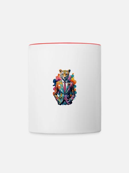Gepard im Anzug - Tasse zweifarbig - Weiß/Rot