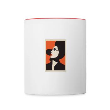 Frau à la Saul Bass - Tasse zweifarbig - Weiß/Rot - Vorne