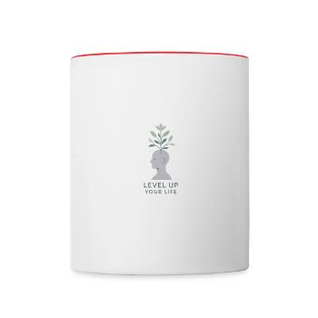 Level Up Your Life – Inner Growth - Contrasting Mug - white/red - Front