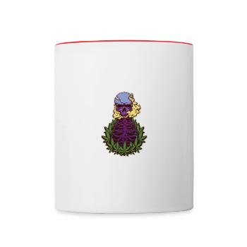Cannabis Skull Smoke 420 feuille de chanvre Weed pot ganja - Mug contrasté - blanc/rouge - Devant
