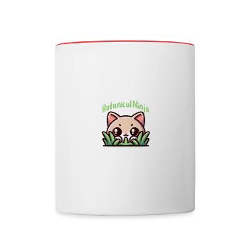 Botanische Ninja -Katze Im Gartendesign - Tasse zweifarbig - Weiß/Rot - Vorne