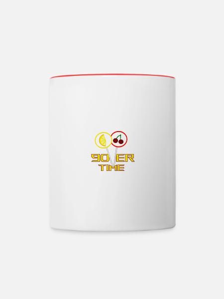 90,er Time Hingucker - Tasse zweifarbig - Weiß/Rot