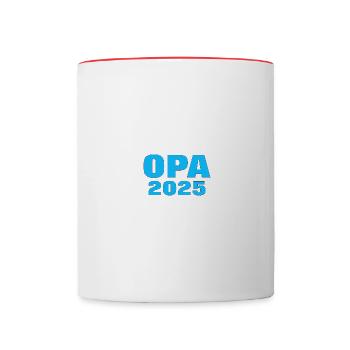 Grand-père Grand-mère Petit-fils Petite-fille Naissance 2025 - Mug contrasté - blanc/rouge - Devant