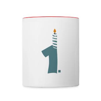 1. Geburtstag - Tasse zweifarbig - Weiß/Rot - Vorne