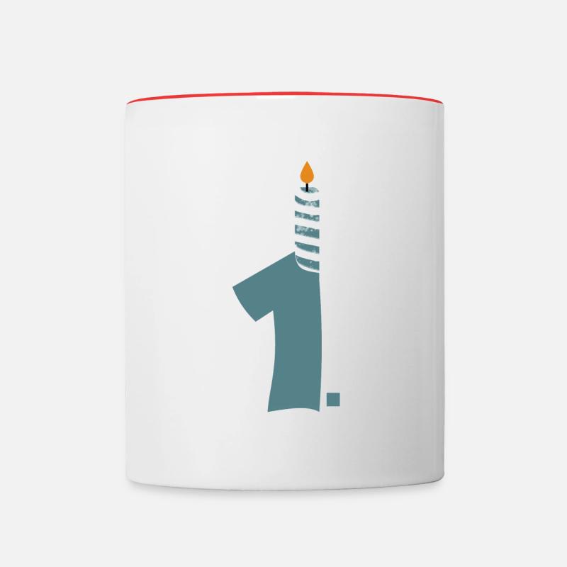 1. Geburtstag - Tasse zweifarbig - Weiß/Rot